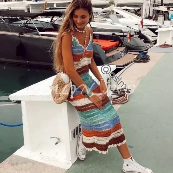 zara striped crochet dress